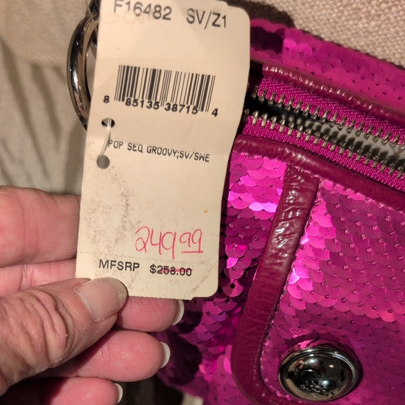Coach Pink / Magenta Sequin 2 Way Bag K1069- 16482 - Picture 3 of 14